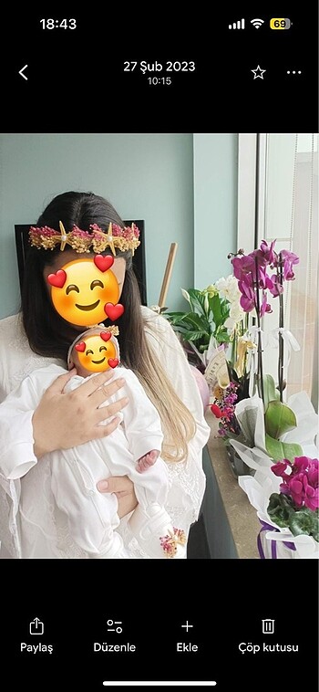 Lohusa taç, terlik, bebek bandı ve patik takımı - Görsel 3