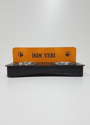 Ahşap kedi köpek mama su kabı İsme özel