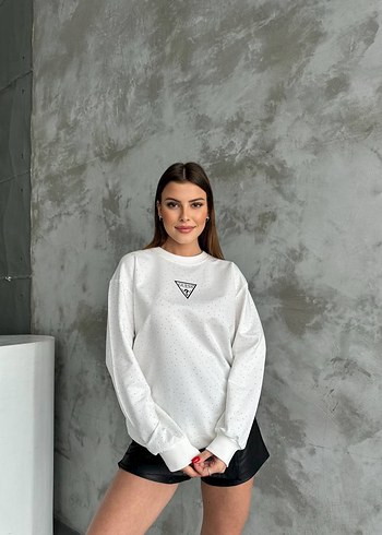 Guess Guess Beyaz Puantiyeli Kadın Sweatshirt