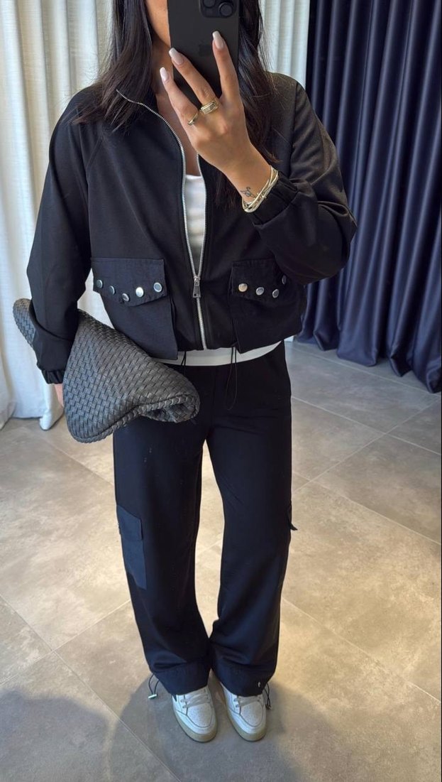 Kahverengi Fermuarlı Kadın Mini Eşofman Takımı - Görsel 3