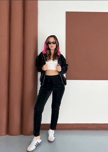 Siyah Deri Kadın Eşofman Takımı - Görsel 7