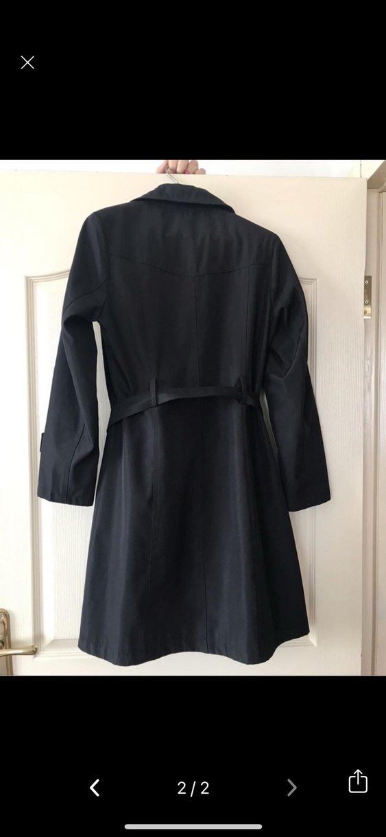 Düğmeli Siyah Kadın Trençkot - Görsel 2