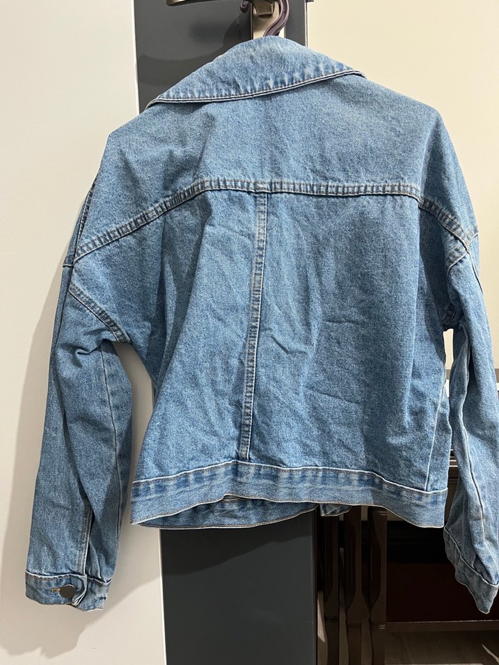 Düğmeli Mavi Kadın Denim Ceket - Görsel 3