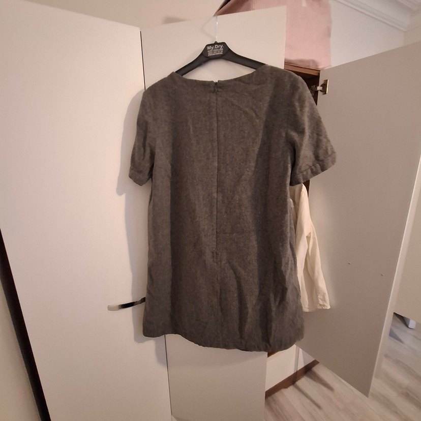 Gri yün Rahat Elbise - Görsel 5