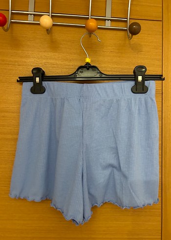 Primark Kadın Mavi Pilili Pamuk Mini Şort XS