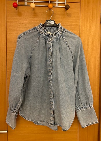 Mavi Denim Düğmeli Kadın Gömlek