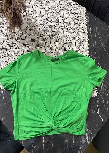Yeşil Kısa Kollu Zara Mini Tişört