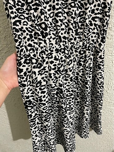 xl Beden Leopar desenli elbise