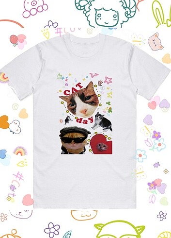 xl Beden CAT day tasarım t-shirt 