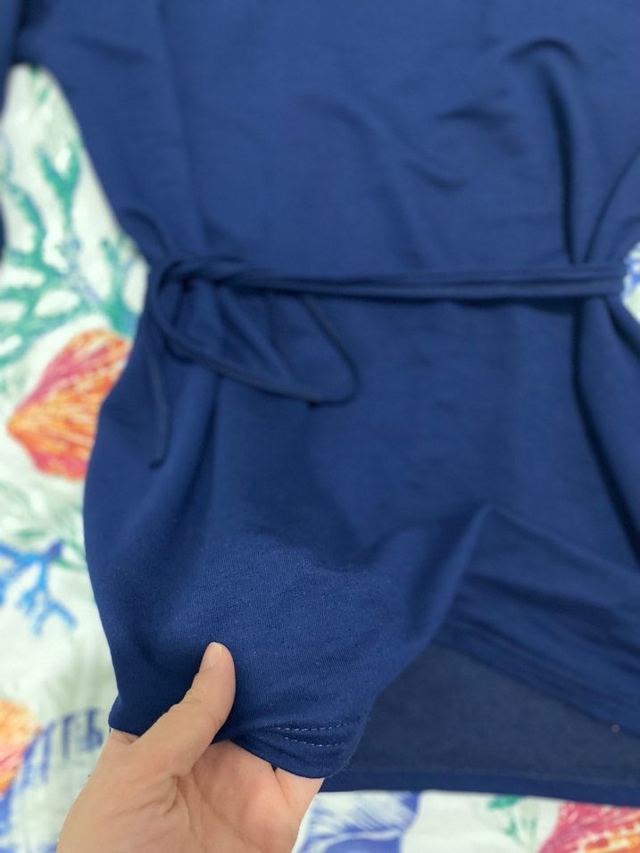 Uzun Kollu Mavi Kuşaklı oysho Tunik - Görsel 3