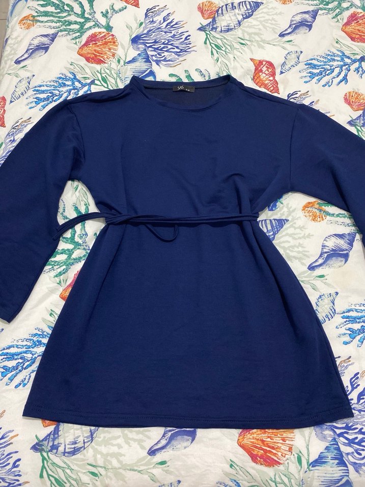 Uzun Kollu Mavi Kuşaklı oysho Tunik - Görsel 2