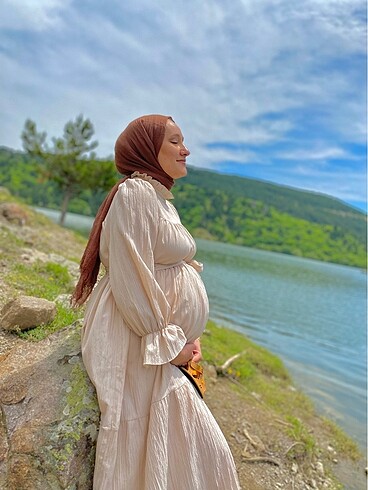 Tesettür bej elbise - Görsel 5