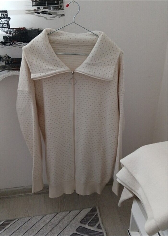 Krem pul görünümlü triko takım - Görsel 3