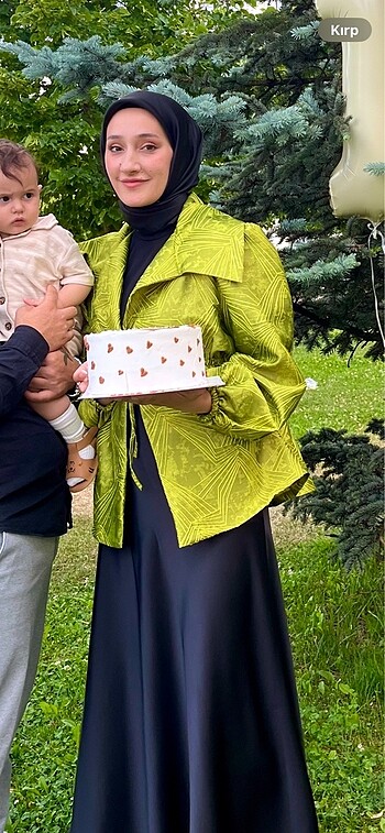 l Beden Jakar yağ yeşil ceket