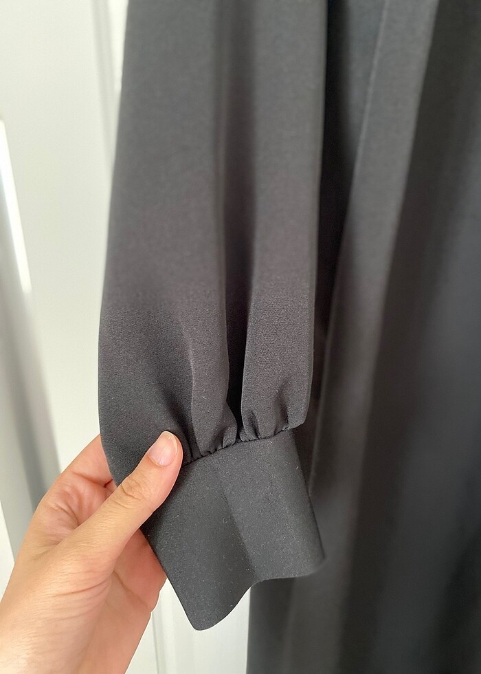 Siyah krep elbise - Görsel 4