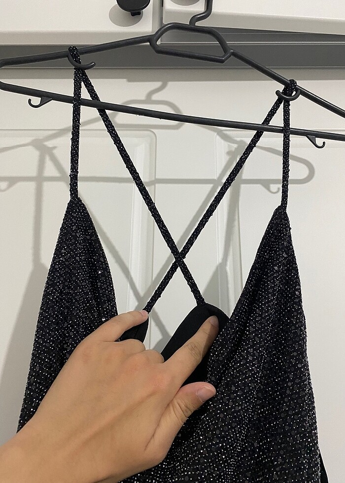 Degaje yaka gece elbisesi - Görsel 2