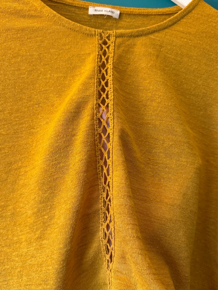 Sarı Bohem Nakışlı Uzun Kollu Triko Kazak - Görsel 4