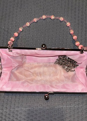 Boncuklu Nakışlı Pembe Bohem Çanta - Görsel 2