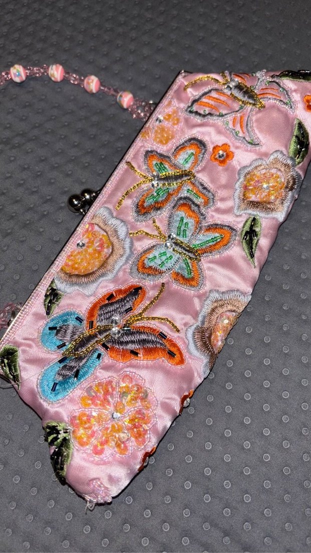 Boncuklu Nakışlı Pembe Bohem Çanta - Görsel 3