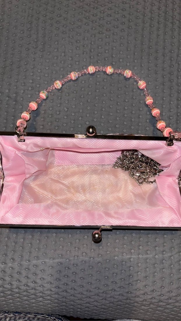 Boncuklu Nakışlı Pembe Bohem Çanta - Görsel 2