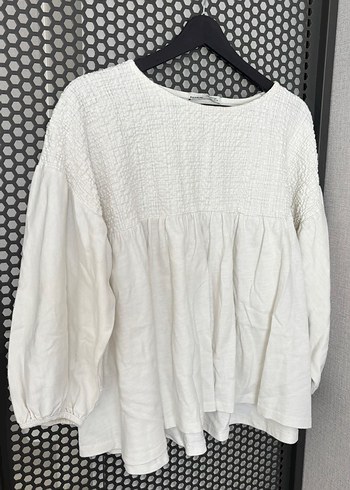 Pull And Bear Uzun Kollu Beyaz Bluz - Görsel 5