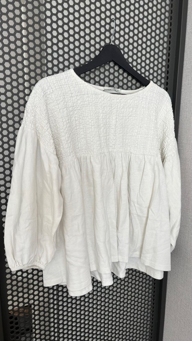 Pull And Bear Uzun Kollu Beyaz Bluz - Görsel 5