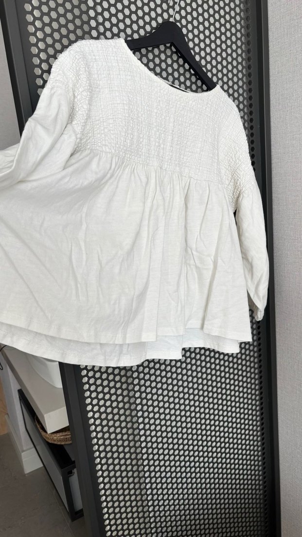 Pull And Bear Uzun Kollu Beyaz Bluz - Görsel 4