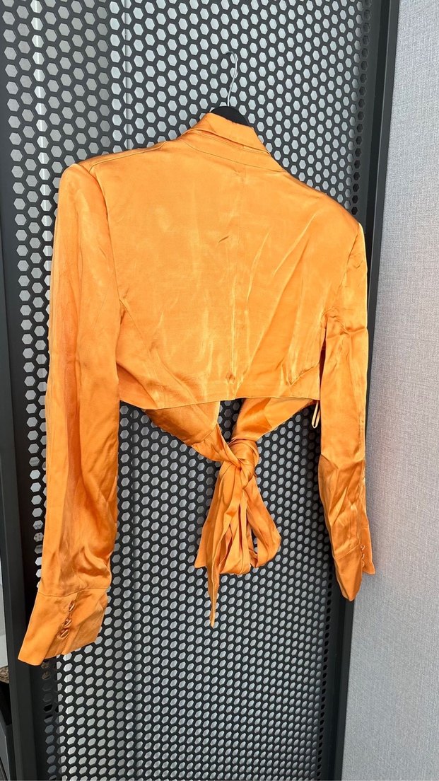 Bershka Bağlamalı Crop Gömlek - Görsel 4