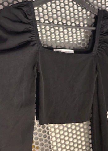 Siyah Drapeli Fitted Midi Bluz - Görsel 2