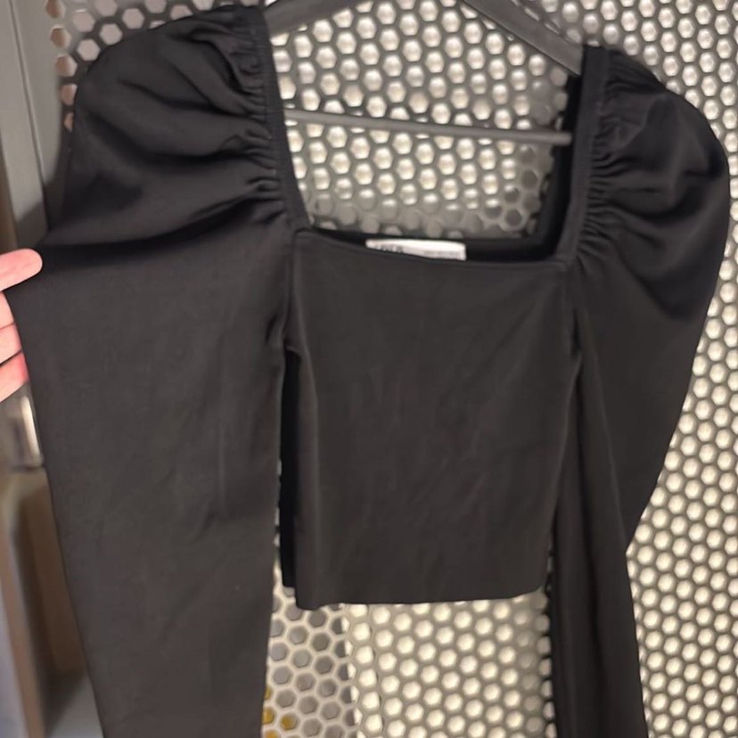 Siyah Drapeli Fitted Midi Bluz - Görsel 2