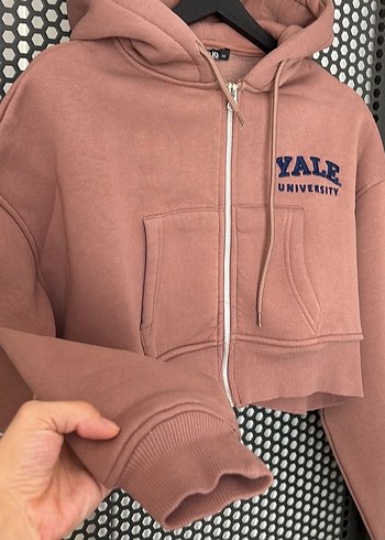 Yale Baskılı Kapüşonlu Fermuarlı Sweatshirt - Görsel 2