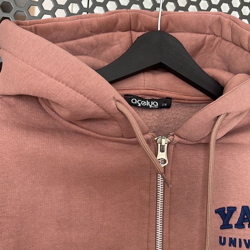 Yale Baskılı Kapüşonlu Fermuarlı Sweatshirt - Görsel 3