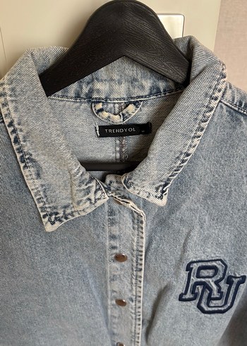 Trendyol Milla Düğmeli Gri Kadın Kot Ceket - Görsel 3