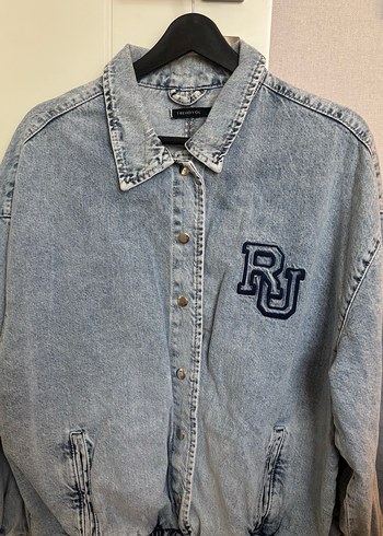 Trendyol Milla Düğmeli Gri Kadın Kot Ceket - Görsel 2