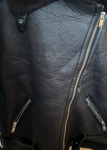 Kahverengi Kemerli Deri Biker Ceket - Görsel 4