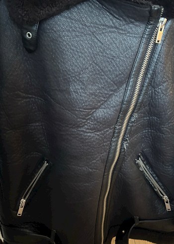 Kahverengi Kemerli Deri Biker Ceket - Görsel 5