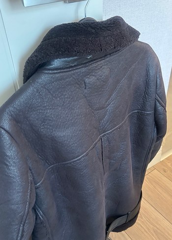 Kahverengi Kemerli Deri Biker Ceket - Görsel 8