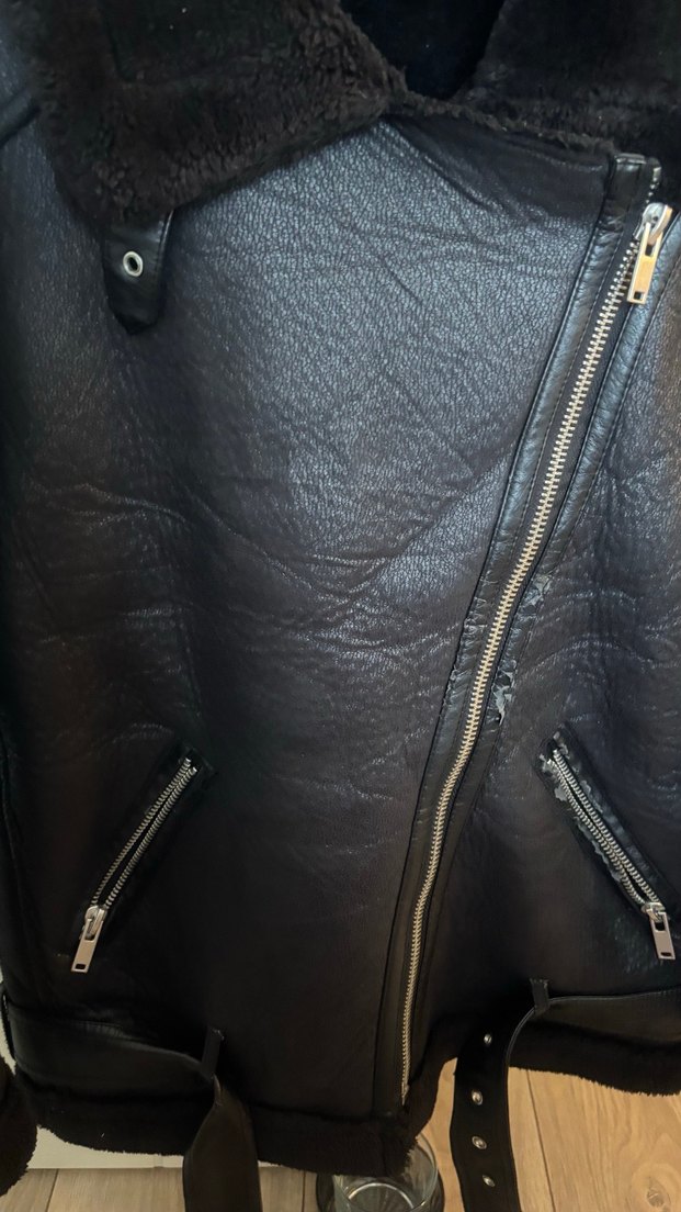 Kahverengi Kemerli Deri Biker Ceket - Görsel 4