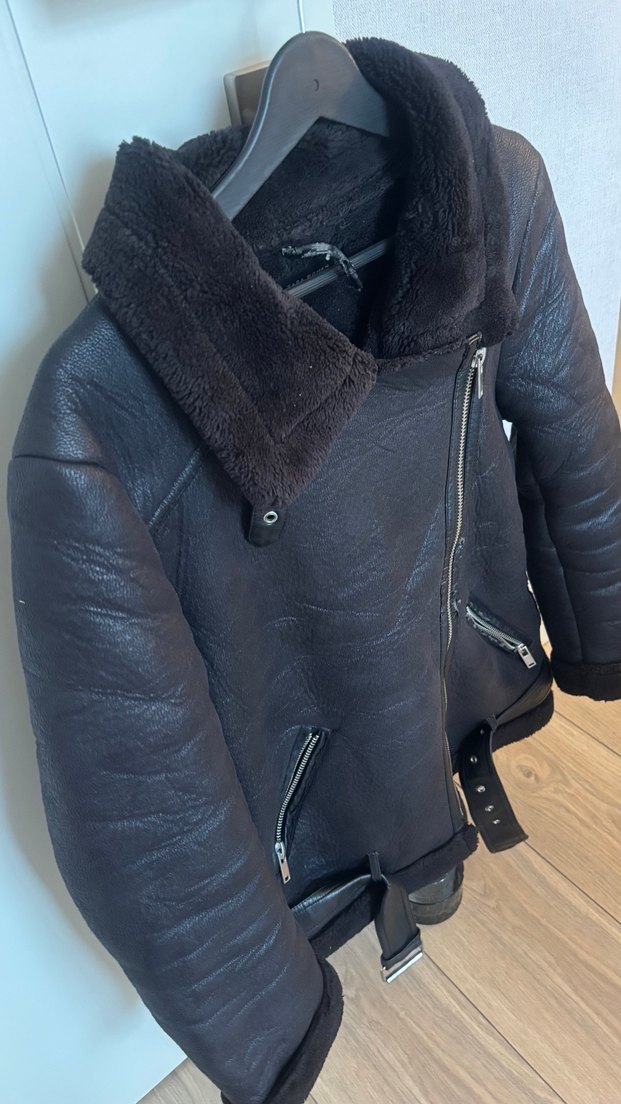 Kahverengi Kemerli Deri Biker Ceket - Görsel 3