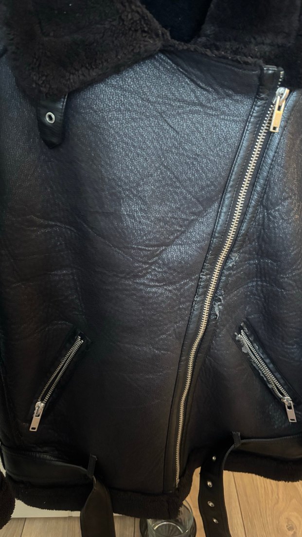 Kahverengi Kemerli Deri Biker Ceket - Görsel 5