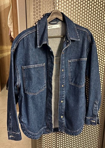 Kadın Mavi Bağlama Desenli Denim Ceket - Görsel 2