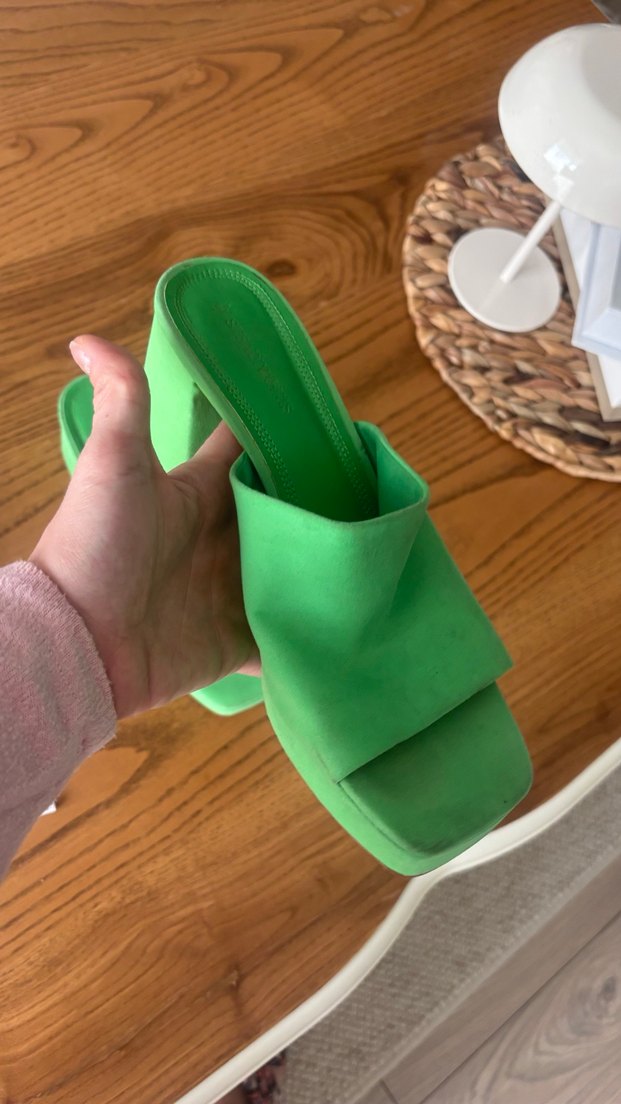 Stradivarius Yeşil Platform Topuklu Kadın Terlik - Görsel 4