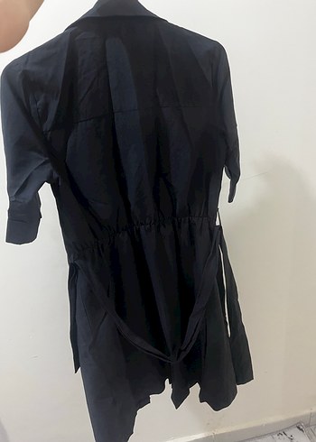 Düğmeli Siyah Kısa Kollu Kadın Gömlek - Görsel 2