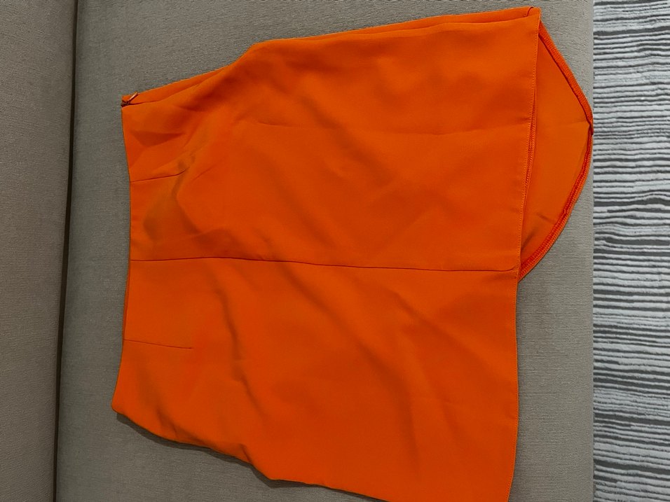 Kadın Turuncu Drapeli Mini Etek - Görsel 3