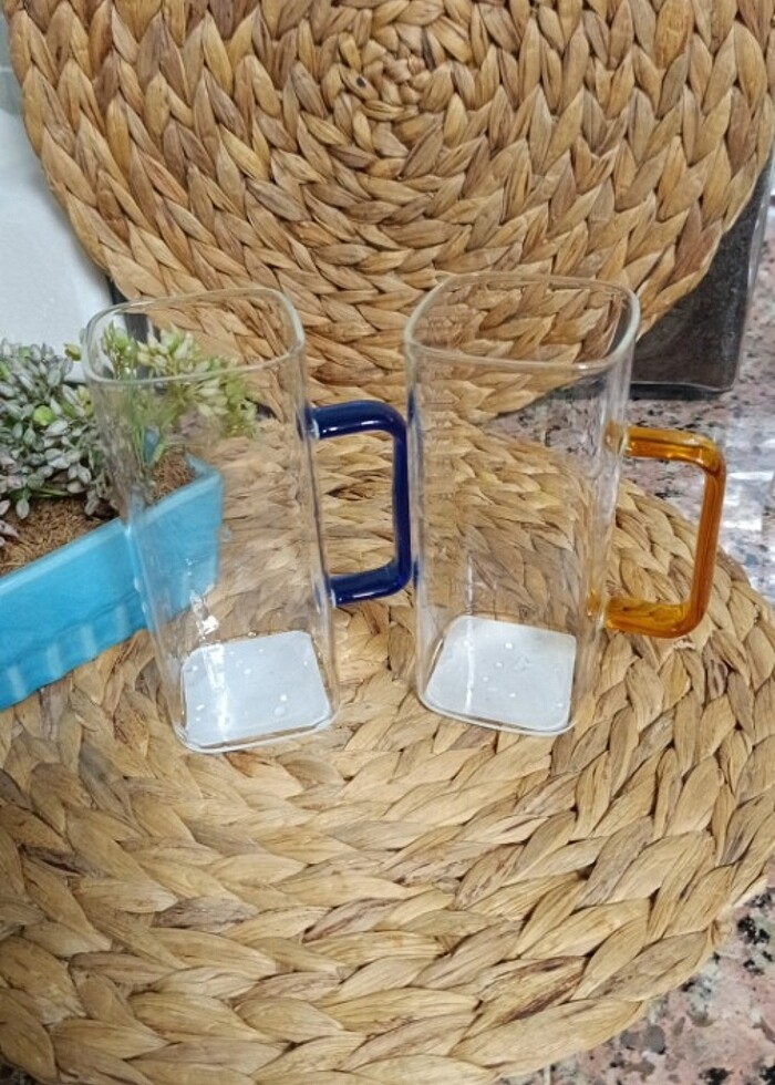 İki adet cam kupa sıfır ürün  - Görsel 2