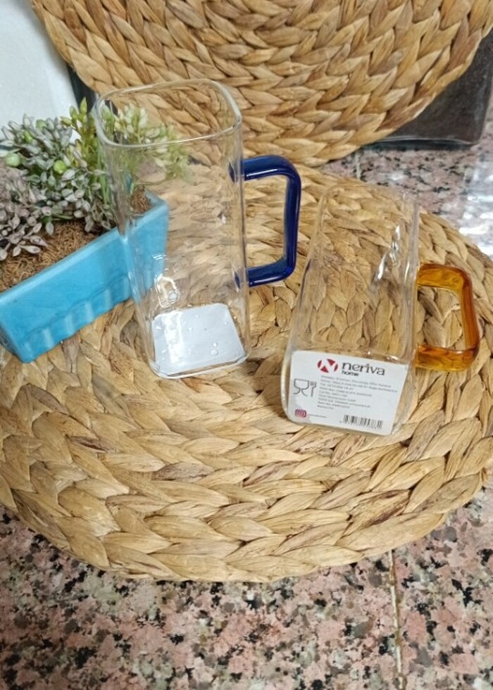 İki adet cam kupa sıfır ürün  - Görsel 3