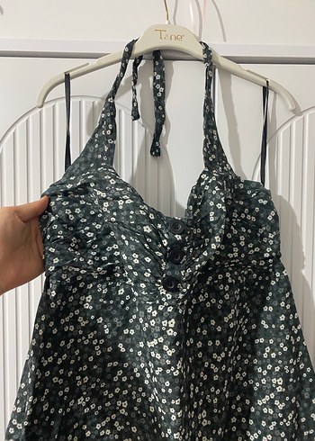 Yeşil Askılı Mini Rahat Elbise - Görsel 2