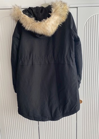 Kürklü Siyah Kadın Midi Ceket - Görsel 5