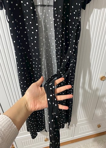 Siyah Puantiyeli Uzun Salaş Elbise - Görsel 5