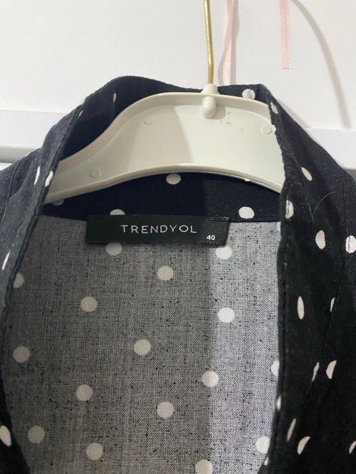 Siyah Puantiyeli Uzun Salaş Elbise - Görsel 2